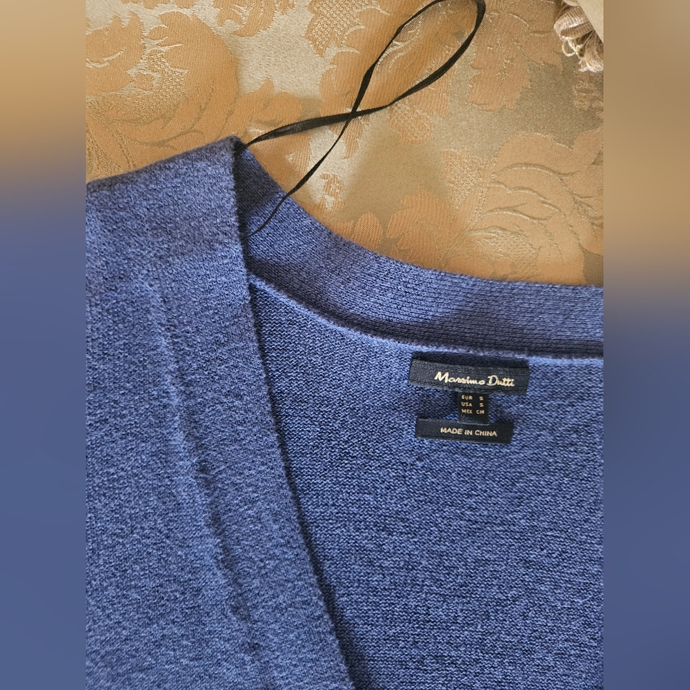 NWOT Massimo Dutti Long Knit Blue Cardigan - Picture 5 of 16